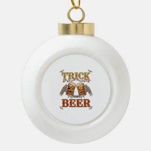 Süßes oder Bier Halloween-Kürbis-Tasse Skeletthänd Keramik Kugel-Ornament