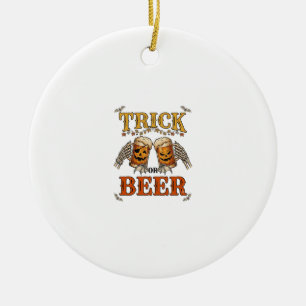 Süßes oder Bier Halloween-Kürbis-Tasse Skeletthänd Keramik Ornament