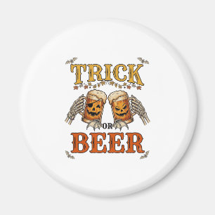 Süßes oder Bier Halloween-Kürbis-Tasse Skeletthänd Magnet