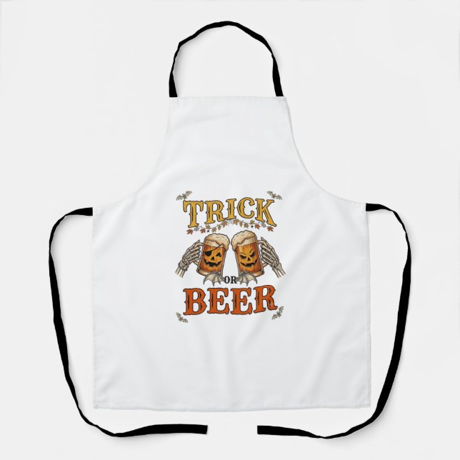 Süßes oder Bier Halloween-Kürbis-Tasse Skeletthänd Schürze (Vorderseite)