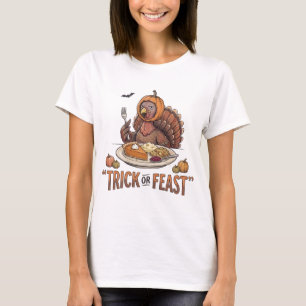 Süßes oder Festmahl Kürbis Truthahn Halloween T-Shirt