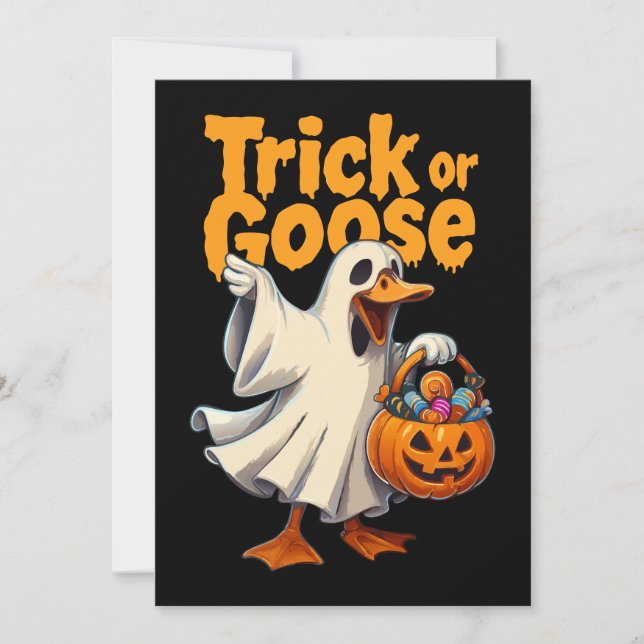 Süßes oder Gans Halloween Gans Einladung (Vorderseite)