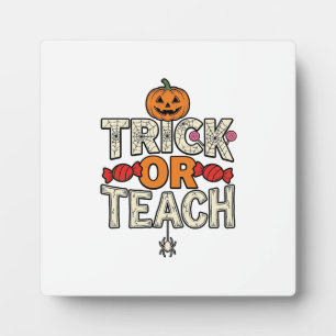 Süßes oder Lehrendes Halloween Lehrer Vintage Vekt Fotoplatte