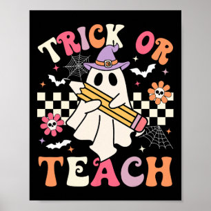 Süßes oder Lehrreich Groovy Lehrer Halloween Retro Poster
