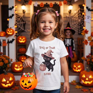 Süßes oder Saures Benutzerdefinierte schwarze Katz Baby T-shirt