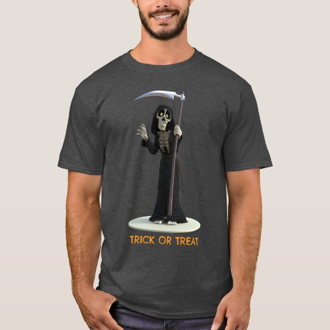 Süßes oder Saures. Cartoon-Todesengel T-Shirt (Vorderseite)