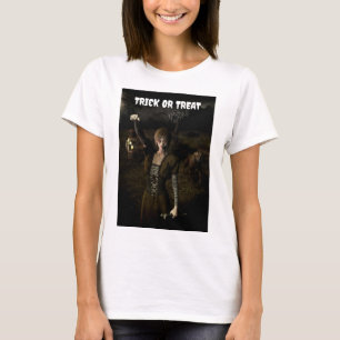Süßes oder Saures. Dünne Frau mit Lampe T-Shirt