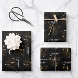 Süßes oder Saures. Dünne Frau trägt Lampe Geschenkpapier Set