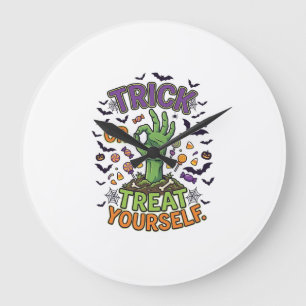 Süßes oder Saures für dich Zombie-Hand Halloween-S Große Wanduhr