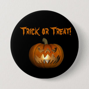 Süßes oder Saures Gruselgesicht Kürbis Knopf Button