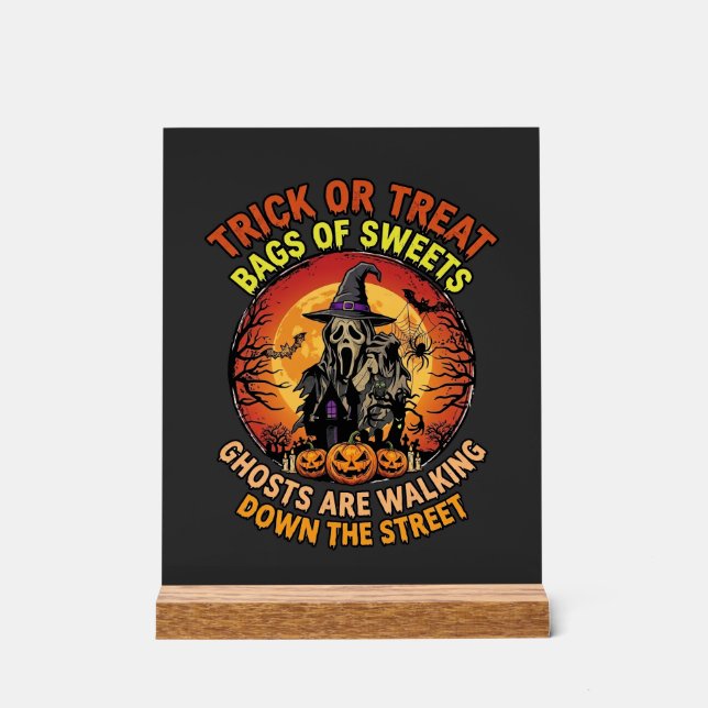 Süßes oder Saures Halloween Geist Kürbis Spuk-Haus Acrylschild (Vorderseite)