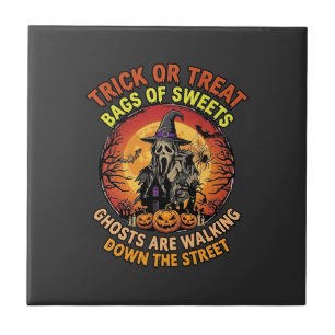 Süßes oder Saures Halloween Geist Kürbis Spukhaus Fliese