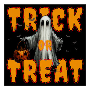 Süßes oder Saures Halloween gruselig Geist Kürbis Poster