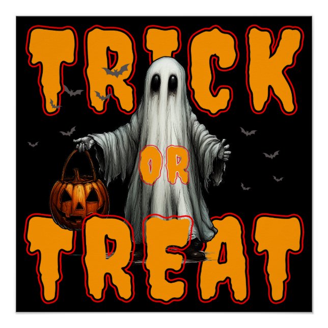 Süßes oder Saures Halloween gruselig Geist Kürbis Poster (Vorderseite)