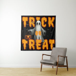 Süßes oder Saures Halloween gruselig Geist Kürbis Wandteppich