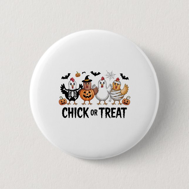 Süßes oder Saures Halloween Hexe Grusel-Huhn  Button (Vorderseite)