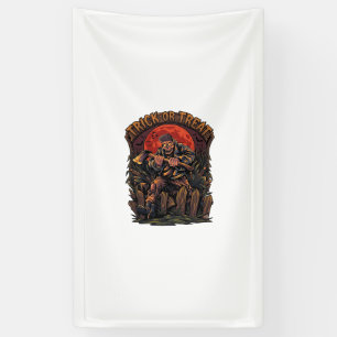Süßes oder Saures Halloween-Killer-Skelett-Axt Rot Banner