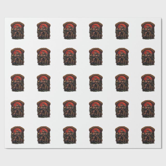 Süßes oder Saures Halloween-Killer-Skelett-Axt Rot Geschenkpapier (Flach)