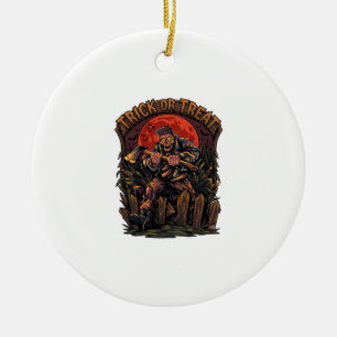 Süßes oder Saures Halloween-Killer-Skelett-Axt Rot Keramik Ornament