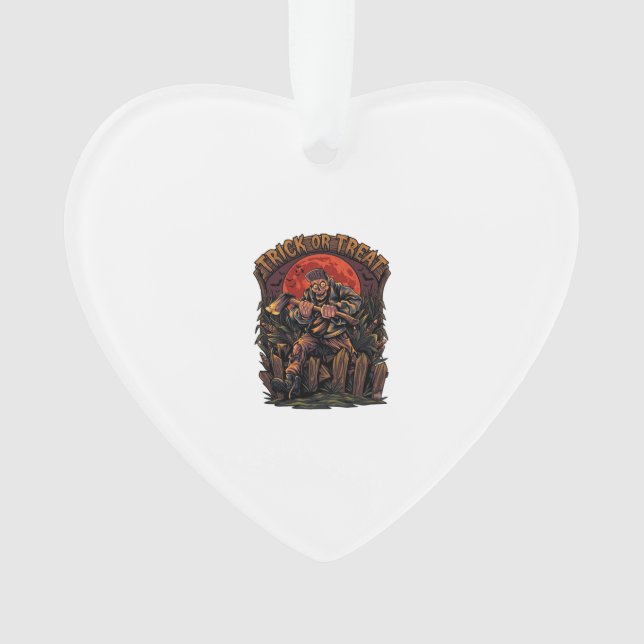 Süßes oder Saures Halloween Killer Skelett Axt Rot Ornament (Vorderseite)