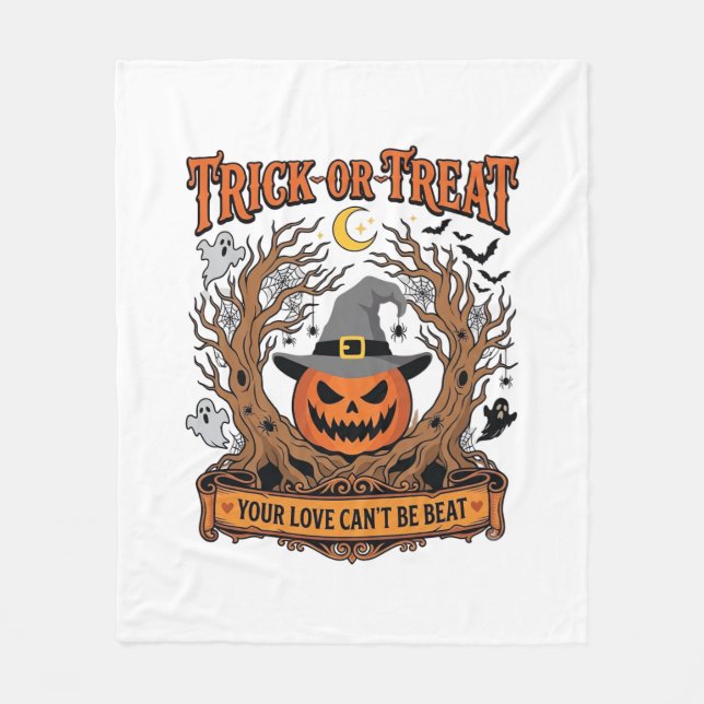 Süßes oder Saures Halloween-Kürbis-Hexenhut Grusel Fleecedecke (Vorderseite)