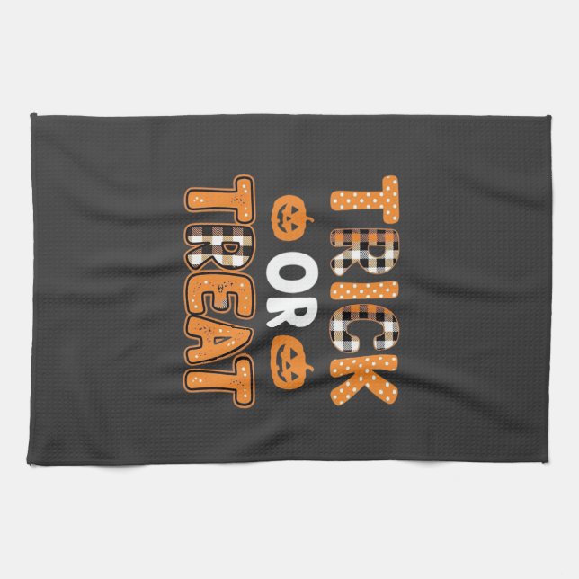 Süßes oder Saures Halloween-Kürbis-Vektordesign_1 Geschirrtuch (Horizontal)
