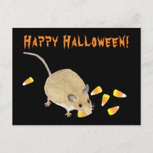 Süßes oder Saures Halloween-Maus mit Maiskörnern Postkarte