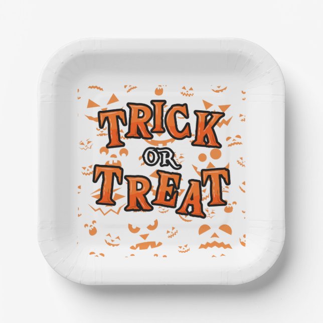 Süßes oder Saures Halloween Quadrat Pappteller (Vorderseite)