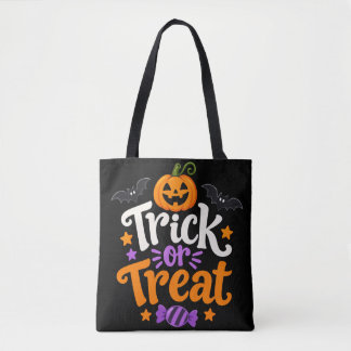 Süßes oder Saures Halloween Schwarz Orange Schrift Tasche