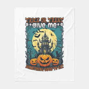 Süßes oder Saures Halloween Spukhaus Kürbisse Mond Fleecedecke
