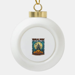 Süßes oder Saures Halloween Spukhaus Kürbisse Mond Keramik Kugel-Ornament