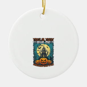 Süßes oder Saures Halloween Spukhaus Kürbisse Mond Keramik Ornament