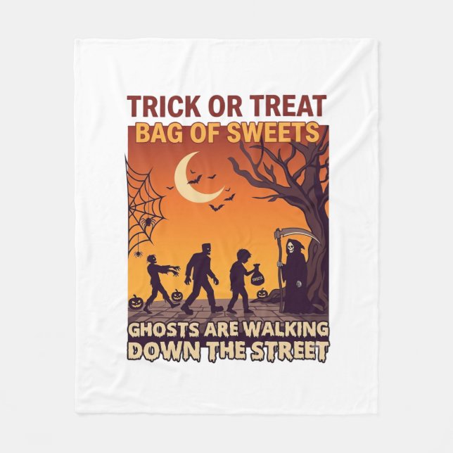 Süßes oder Saures Halloween Zombies Sensenmann Kür Fleecedecke (Vorderseite)
