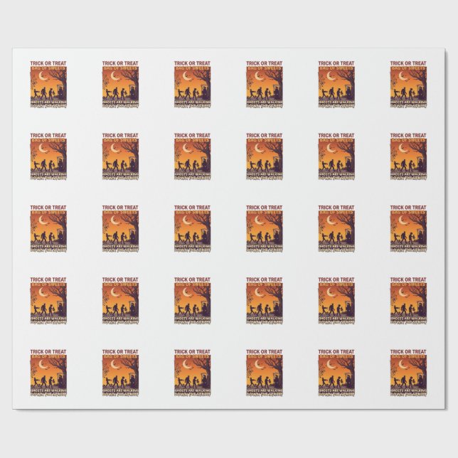 Süßes oder Saures Halloween Zombies Sensenmann Kür Geschenkpapier (Flach)