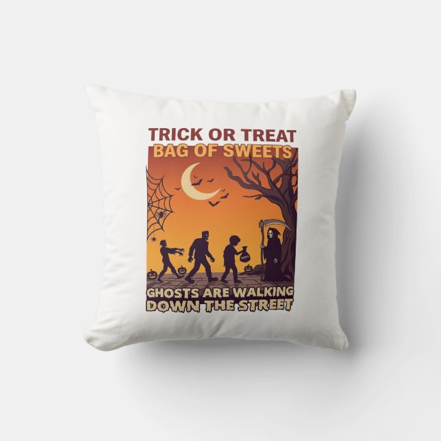 Süßes oder Saures Halloween Zombies Sensenmann Kür Kissen (Vorderseite)