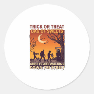 Süßes oder Saures Halloween Zombies Sensenmann Kür Runder Aufkleber
