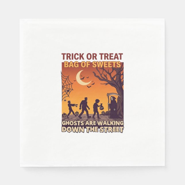 Süßes oder Saures Halloween Zombies Sensenmann Kür Serviette (Vorderseite)