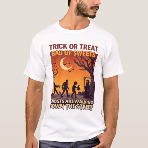 Süßes oder Saures Halloween Zombies Sensenmann Kür T-Shirt