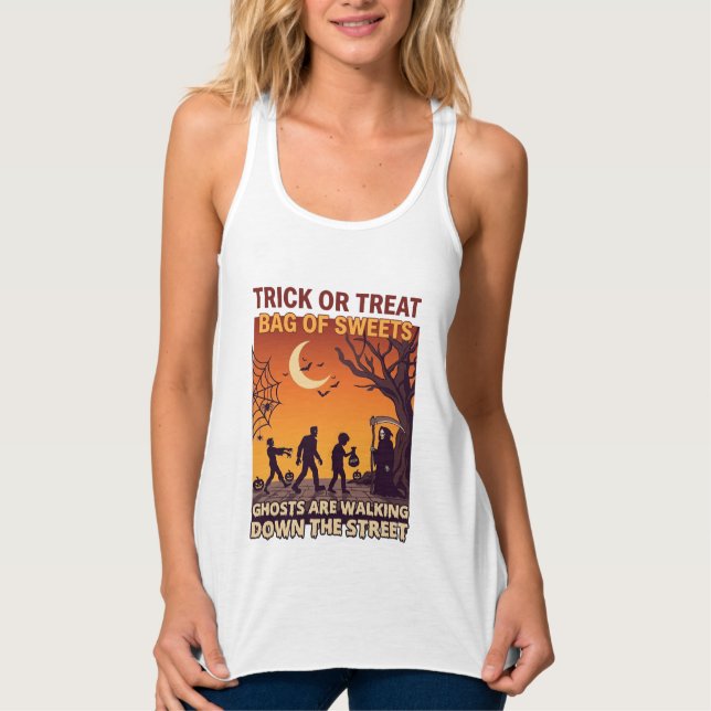 Süßes oder Saures Halloween Zombies Sensenmann Kür Tank Top (Vorderseite)