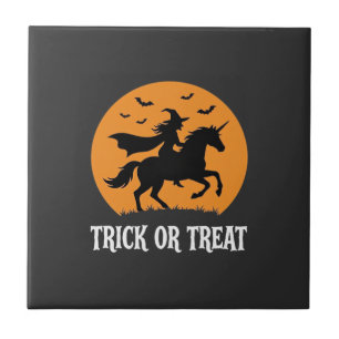 Süßes oder Saures Hexen Einhorn Halloween Design_1 Fliese