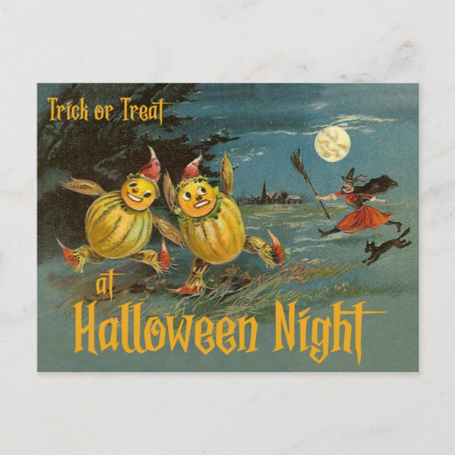 Süßes oder Saures in der Halloween-Nacht Postkarte (Vorderseite)