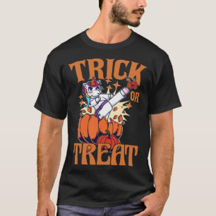 Süßes oder Saures Karate Einhorn Kürbis Halloween T-Shirt