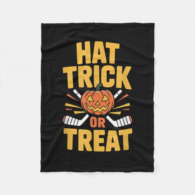 Süßes oder Saures Kürbis Halloween Eishockey  Fleecedecke (Vorderseite)
