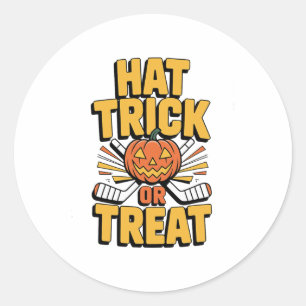 Süßes oder Saures Kürbis Halloween Eishockey  Runder Aufkleber