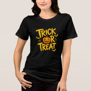 Süßes oder Saures Kürbis Halloween Grafik T-Shirt Tri-Blend Shirt