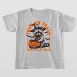 Süßes oder Saures Lustiger Waschbär Halloween Vint T-Shirt