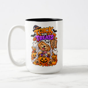 Süßes oder Saures Mehr Süßes Süßer Halloween-Welpe Zweifarbige Tasse