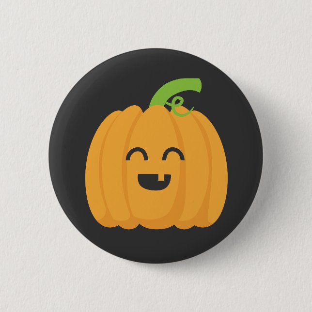 Süßes oder Saures mit süßem Kürbis für Halloween Button (Vorderseite)