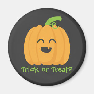 Süßes oder Saures mit süßem Kürbis für Halloween Magnet