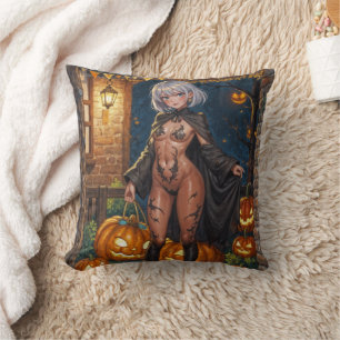 Süßes oder Saures, mutiges Halloween-Kostümmädchen Kissen